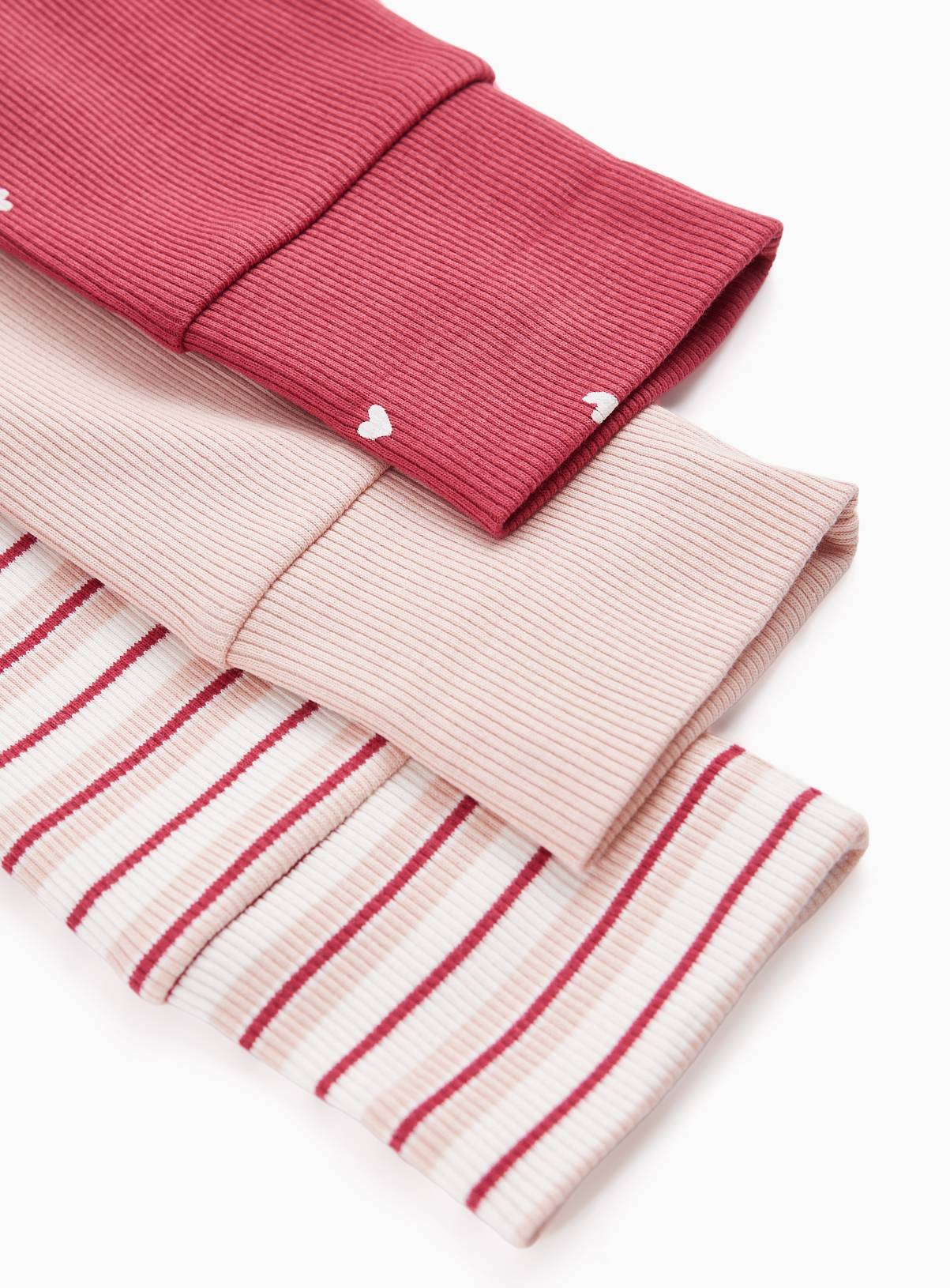 Red & Pink Ribbed 5 Pack Leggings 3-6 months - Image 2